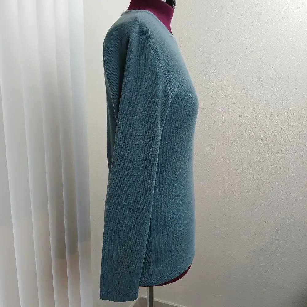 Banana Republic Waffle Knit Thermal Shirt Mens M blue teal long sleeve 359627